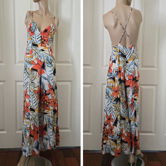 Forever 21 Tropical Floral Wide Leg Jumpsuit Romper SZ S - Picture 1 of 9